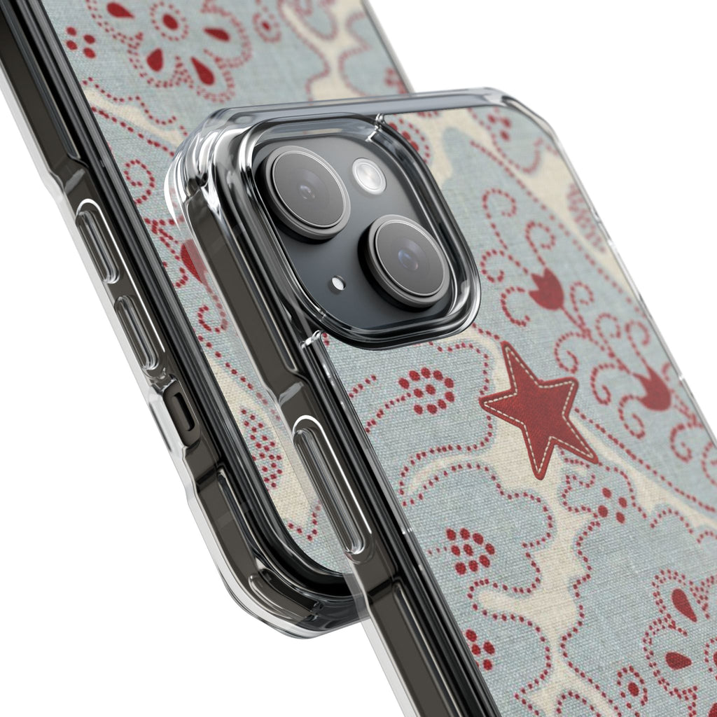 Red Star Paisley Phone Case | Magsafe iPhone Case - Models 15 to 17